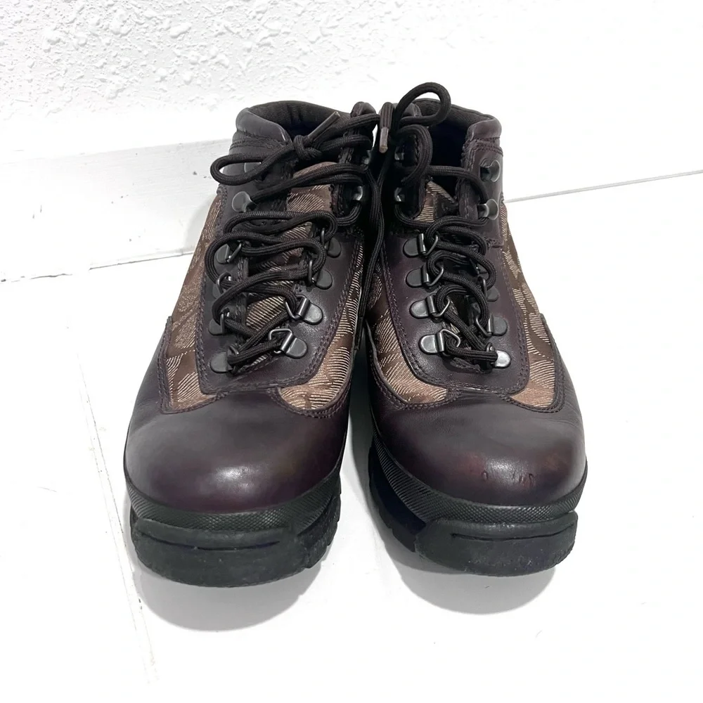Coach Hanna logo Brown leather Boots 7.5 - Picture 4 of 11